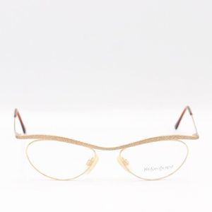Deadstock Yves Saint Laurent Gold Vintage Designer Unisex Glasses 52 17 135